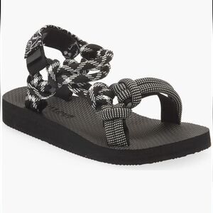 New Arizona Love Trekky Rope Sandal slip on black Velcro white size eu 37 USA 7